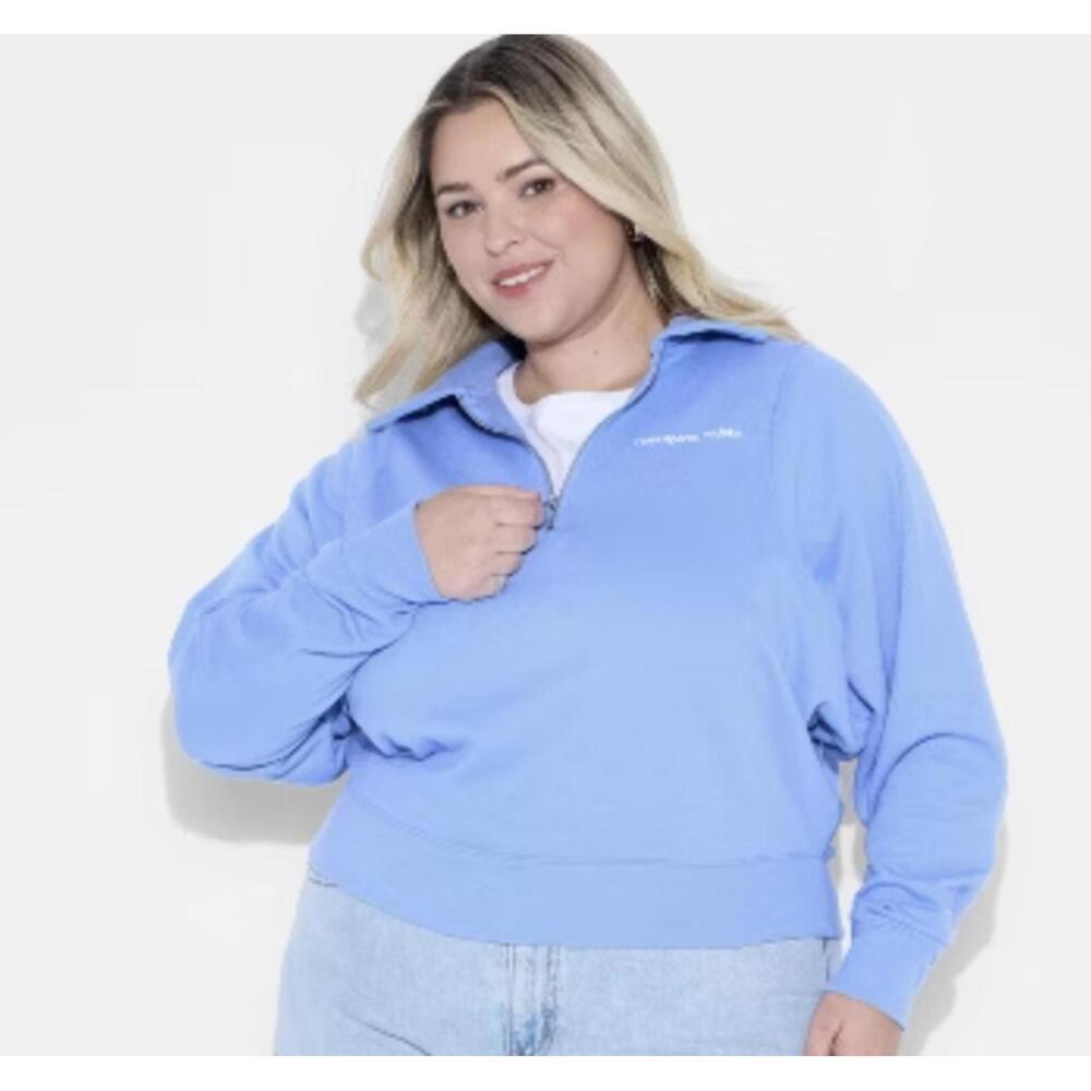 Wild Fable, NWT, Women's Quarter-Zip Sweatshirt Light Blue, XXL